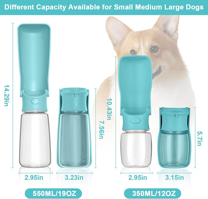 Portable Dog Water Bottle, Foldable Dog Water Bottle Leak Proof Dispenser for Puppy Small Medium Large Dogs, Pet Drink Cup for Walking Hiking Traveling(Blue,19Oz)