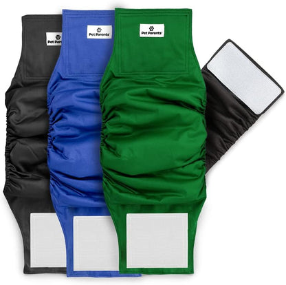 Washable Belly Bands for Dogs (3Pack) + Extendrs Durable Dog Diapers & Wraps (X-Small, Gentlemen)