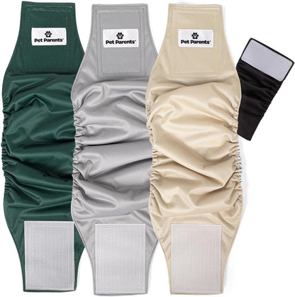 Washable Belly Bands for Dogs (3Pack) + Extendrs Durable Dog Diapers & Wraps (X-Small, Gentlemen)