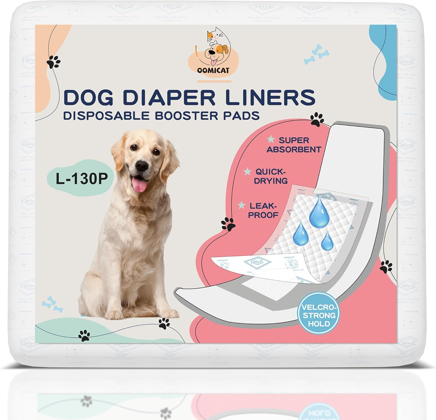 Dog Diapers Liners, 150 Ct, Super Absorbent Booster Pads for Male Dog Wraps and Female Dog Diapers, Lnnovative Hook-And-Loop Tape Design, Super-Fit & No Shifting, Small Dog Diaper Pads