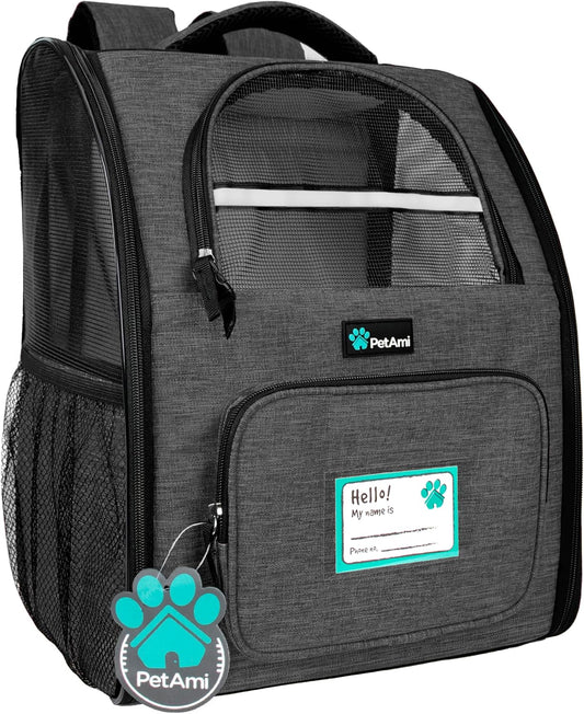 Dog Backpack Carrier for Small Large Cat, Pet, Puppy, Ventilated Pet Hiking Backpack Travel Bag, Airline Approved Cat Backpack Carrier, Camping Biking Dog Bag up to 18Lbs Pet, Charcoal