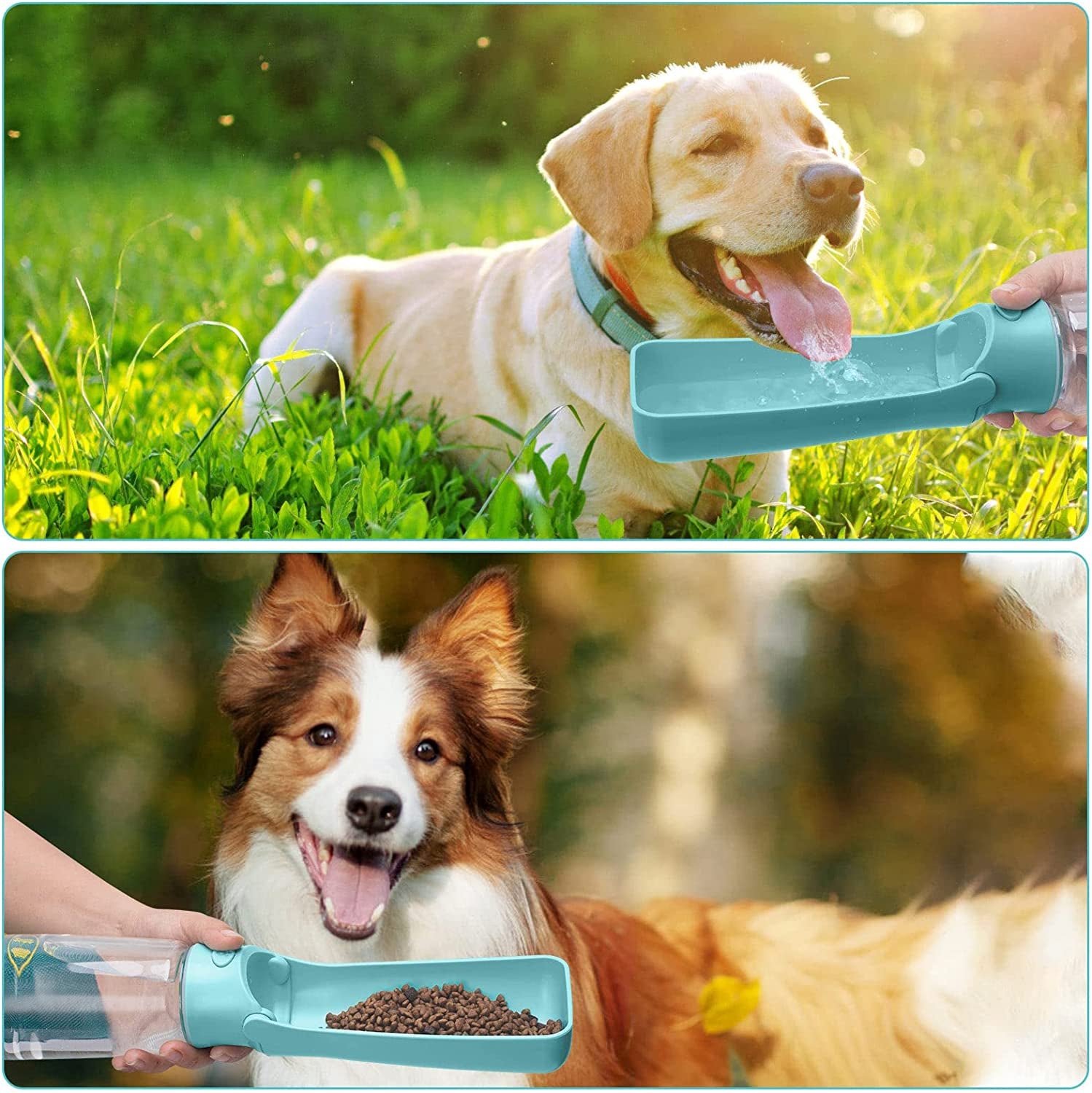 Portable Dog Water Bottle, Foldable Dog Water Bottle Leak Proof Dispenser for Puppy Small Medium Large Dogs, Pet Drink Cup for Walking Hiking Traveling(Blue,19Oz)